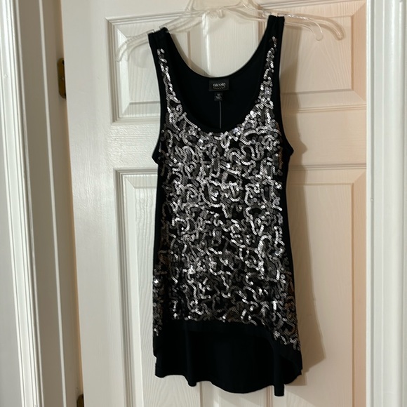 Nicole by Nicole Miller black sequined tunic top - Picture 1 of 7